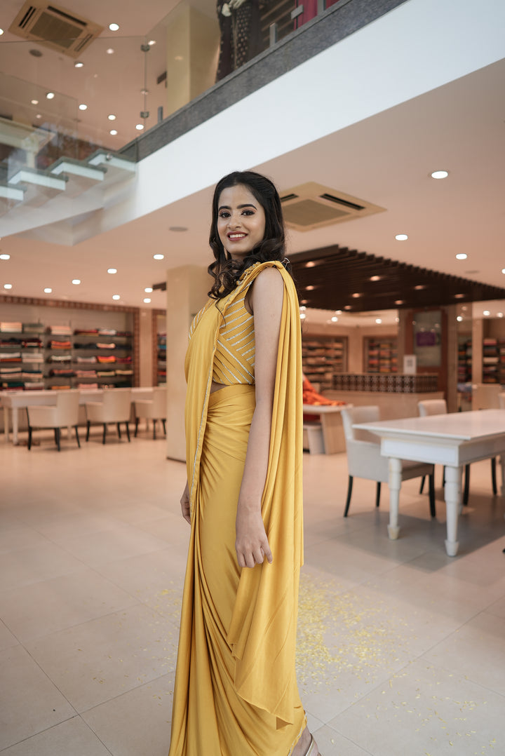 Yellow Ready to wear saree